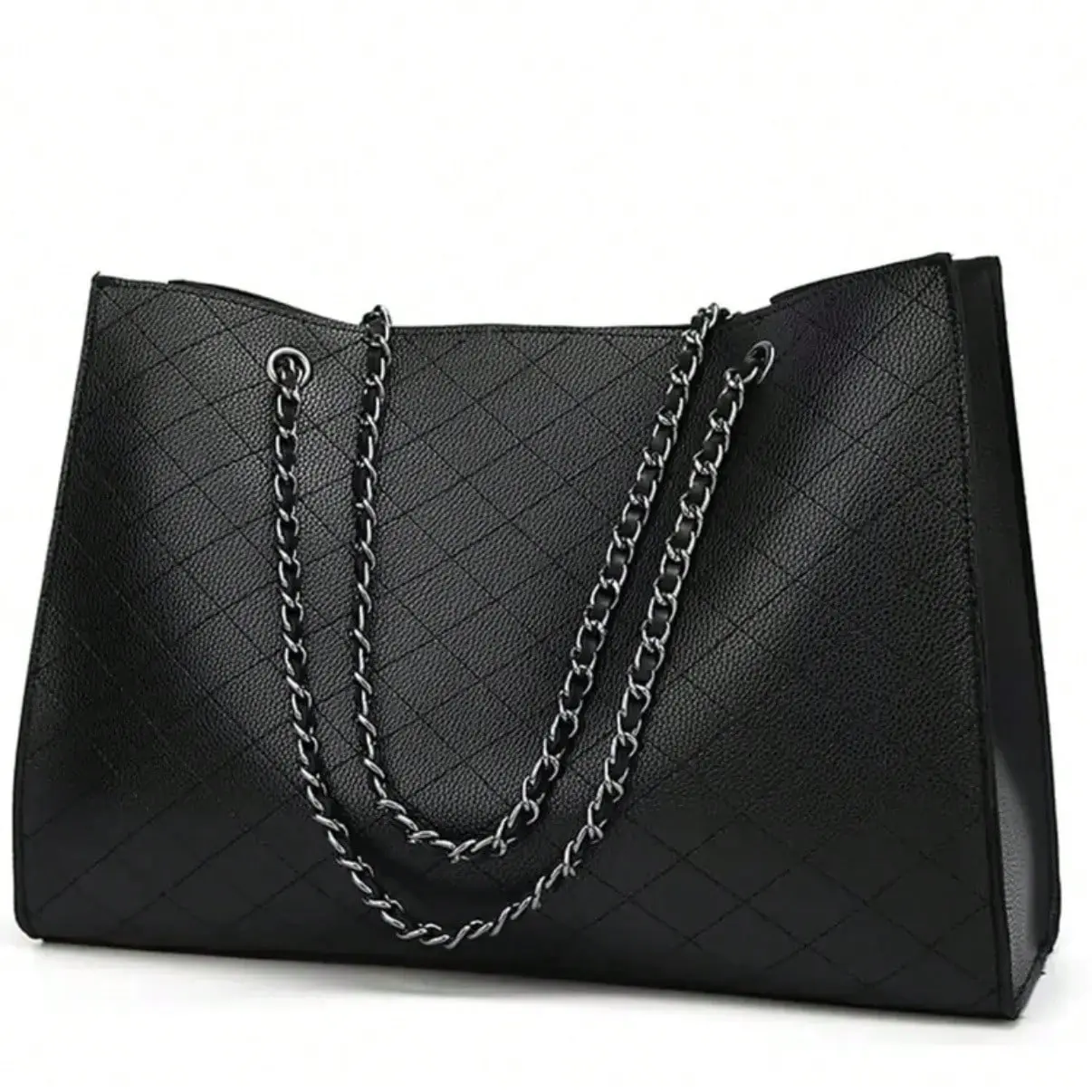 Women Chain Strap Daily Commute Fashion Rhombus Tote Bag, Large Capacity Underarm Bag Eye-Catching Hand Bag Work Bag for Women