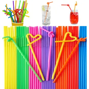 100pcs Flexible Colorful Plastic Straws, Reusable Bendy Drinking Straws, Extra Long, Long 10.2 Inch, Perfect for Parties, Birthdays, Home & Bar Use, Party Essential, Home Bar Accessories