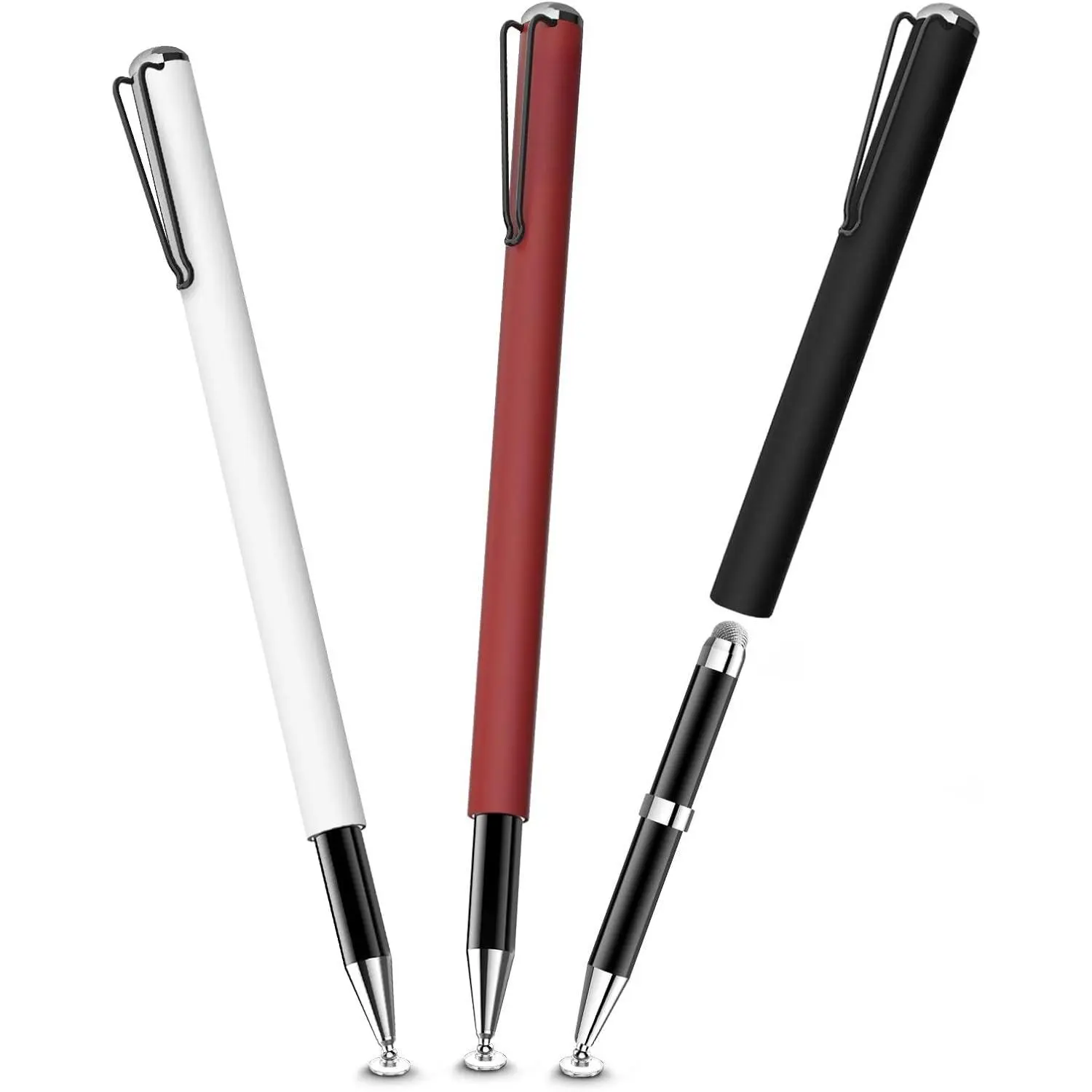 Stylus Pens for Touchscreens, 3 Pack 2 in 1 High Sensitivity Capacitive Stylus, Thin Rubber Tip, Compatible with iPad,, , Android, Tablet, Laptop,  Surface, Chromebook