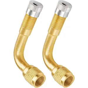 Tire Valve Extension, 90 Degree Tire Valve Stem Extension Brass Adaptor Compatible for Passenger Cars, Stroller, Bicycles, Motorcycles, Trailers, RV and Recreational Vehicles