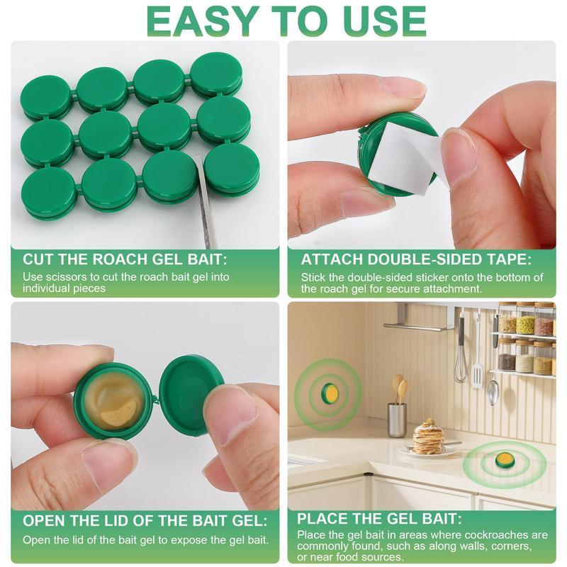 MoonSpry Indoor Roach Bait Gel 12 Pieces Plant-Based Multi-Pest Killer for Home & Outdoor Pest Control Long-Lasting Roach Repellent Cockroach Exterminator