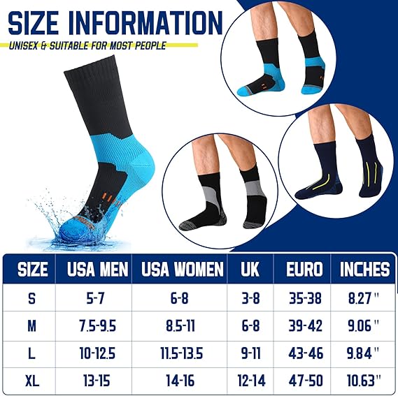 ISUNIE Waterproof socks breathable and warm,Women&men,Fashion Socks for skiing, outdoor, sports, mountaineering, camping, cycling