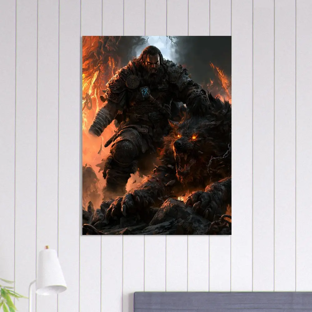Tyr and: Epic Norse Mythology Wall Art, Mythical Wolf Poster – High-Contrast Style Decor – Available in Multiple Sizes