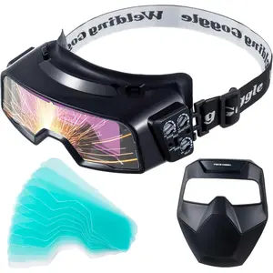 Darkening Goggles with Welder Mask Wide Range Shade 4/5-9/9-13 10 Lenses for TIG MIG ARC Plasma Cutting Protective Face Shield Quick Detection Sensors