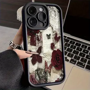 Rose Print Matte Texture Suitable for Apple iPhone 17 16 15 14 13 12 11 PRO MAX PLUS,AIR Mini SE and iPhone XS MAX Phone Case Samsung Galaxy  S22 S23 S24 Ultra/Plus/FE Soft Shell TPU,Ideal gifts for the holidays, for friends and family.