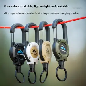 Outdoor Camping Tactics Can Buckle Retractable Buckle Steel Wire Rope Multi-Functional Keychain Camping Rebound Anti-Separation Rope Easy Pull