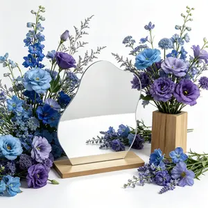 ADISEN Irregular Aesthetic Vanity Mirror Frameless, Decorative Desk Tabletop Acrylic Mirrors with Stand for Living Room, Bedroom, Office Cubicle and Minimal Spaces Home Room Decor Wavy Cloud Shape Dressing Table Acrylic Makeup Mirror,