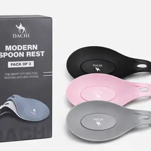 DACHI Modern Spoon Rest Set Pack of 3 Heat Resistant Non Slip Kitchen Utensil Holder for Stove Countertop Versatile Rest Options