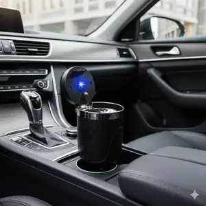 LED Car Ashtray with Creative Lighting: Stainless Steel Leakproof Slip-Resistant Easy-Clean Universal Fit for Car SUV Interior Smoking Accessories Durable Atmosphere Decor Car Organization Accessories