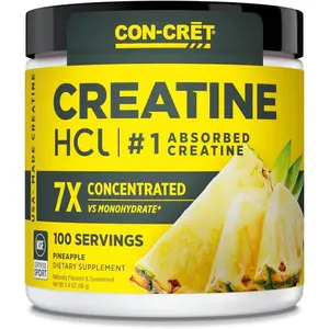 CON-CRET Creatine HCl Powder – Pineapple Flavor, 100 Servings, Supports Muscle, Cognitive & Cellular Energy, No Bloating or Cramps, Made in USA, NSF Certified