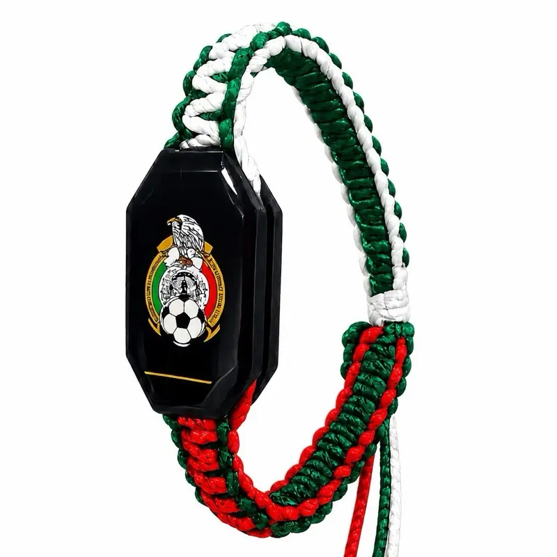 Unisex Double-Sided Red and White Mexico Flag Bracelet