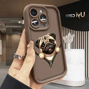 Funny Dog Phone Case for iPhone 17 Air 16 Pro Max 15 Plus 14 13 12 11 X XS Shockproof Silicone TPU Bumper Drop Protection Soft Cover