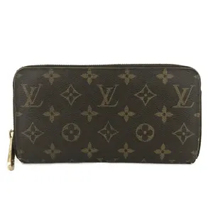 Pre-owned Louis Vuitton canvas Small Leather Goods $915 Monogram Zippy Zip Around Long Wallet Purse Brown CA0190