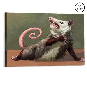 Opossum Funny Poster Canvas Wall Art, Animals Decor, Quirky Wall Decor, Opossum Humor Artwork for Animal Lovers, Funny Gift Idea for Home