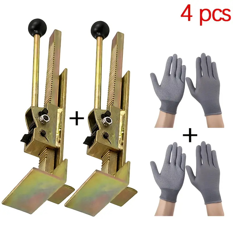 Floor Chisel Set 2 4pcs Heavy Duty Metal Solid Wood Ergonomic Handle Adjustable Rod Manual BatteryPowerFree for LaminateWood Flooring Installation Precise Alignment Correction Leveling