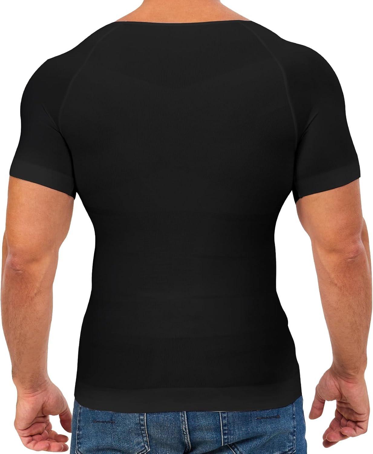 1/2/3/4 Pack Menswear Compression Body Shaper Shapewear Stretchy Short Sleeve Shirt Breathable Lightweight Comfy Workout Tank Top Sports Vest Fitness Tee Gym Exercise Activewear Elastic Formal Fabric Casual Natural Dress Soft Mesh