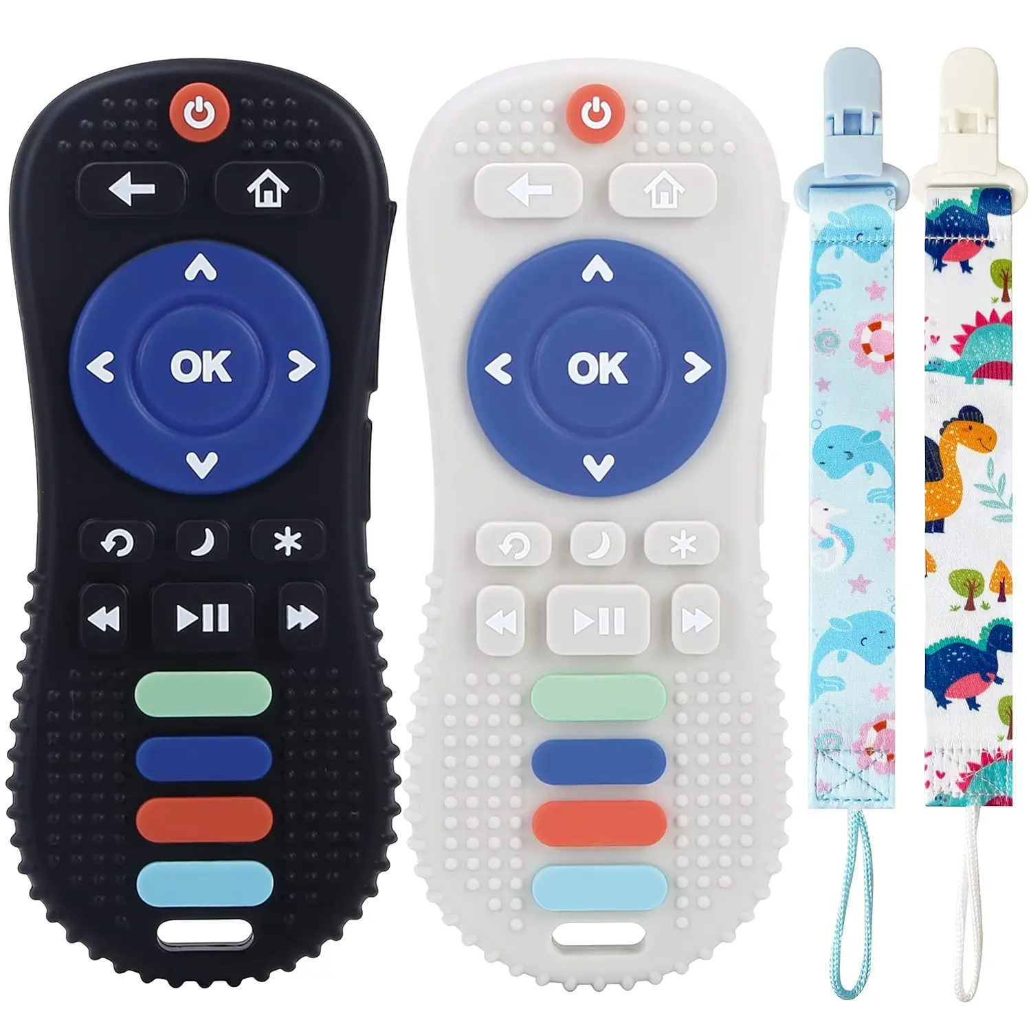 Silicone Baby Teething Toys, 2 Pack Remote Control Teether Toys