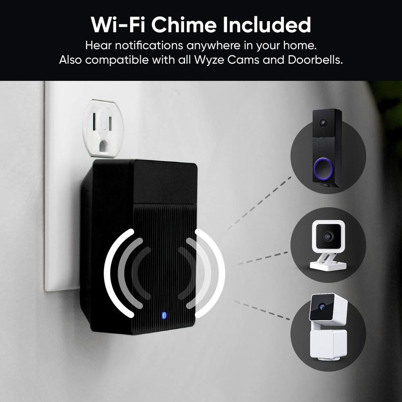 Wyze Duo Cam Doorbell — Battery + Wireless Smart Ring Doorbell Camera, Adhesive Mount, Head-and-Toe View, 2K Quality, 2-Way Talk, Color Night Vision