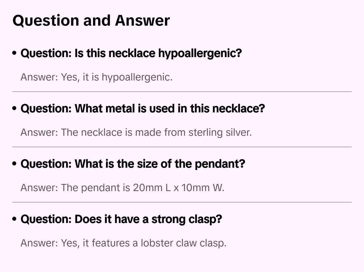 Amy & Annette Sterling Silver Fork Pendant Necklace with Simple Design and Chain