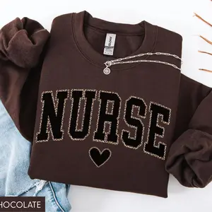 Leopard Nurse Gildan Sweatshirt, RN Crewneck for Healthcare Workers, Cute Nurse Graduation Gift, Nurse Week Appreciation Sweater, New Nurse Gift