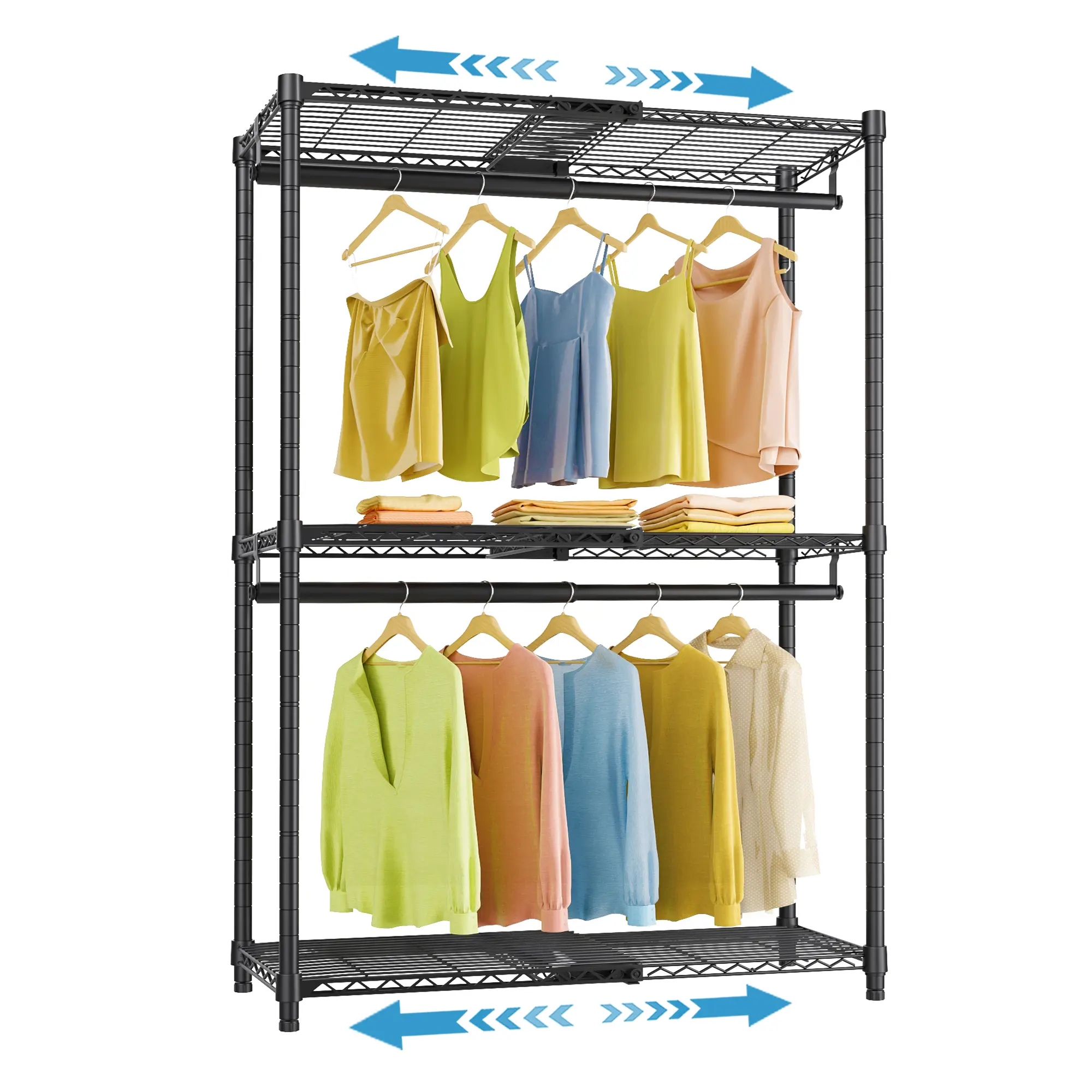 VIPEK X1 Expandable Closet Organizer, Flexible Freestanding Clothing Rack Range from 2' to 3'5" for Hanging Clothes with Adjustable Shelves & Rods