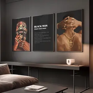 3 Count/set Black Man Wall Art, African American Artwork, Luxury Black Art Print, Stylish Modern Wall Art,Hypebeast Black Man Wall Art unframed wall art decor Photo Hand Unframed Poster
