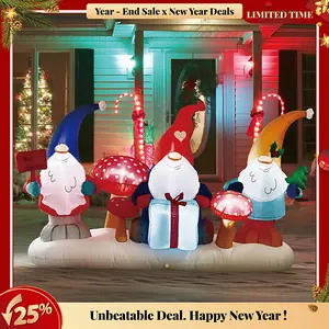 Christmas inflatable decorations -7ft long x 4ft high Inflatable Three Christmas Gnomes Elves,Christmas inflatable decoration with LED lights, Christmas holiday inflatable outdoor yard decoration party garden christmas decorations