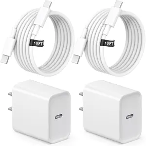 10 Ft iPhone 16 15 Charger Fast Charging USB C Charger Block Type C Chagrer Fast Charging 2-Pack for iPhone
