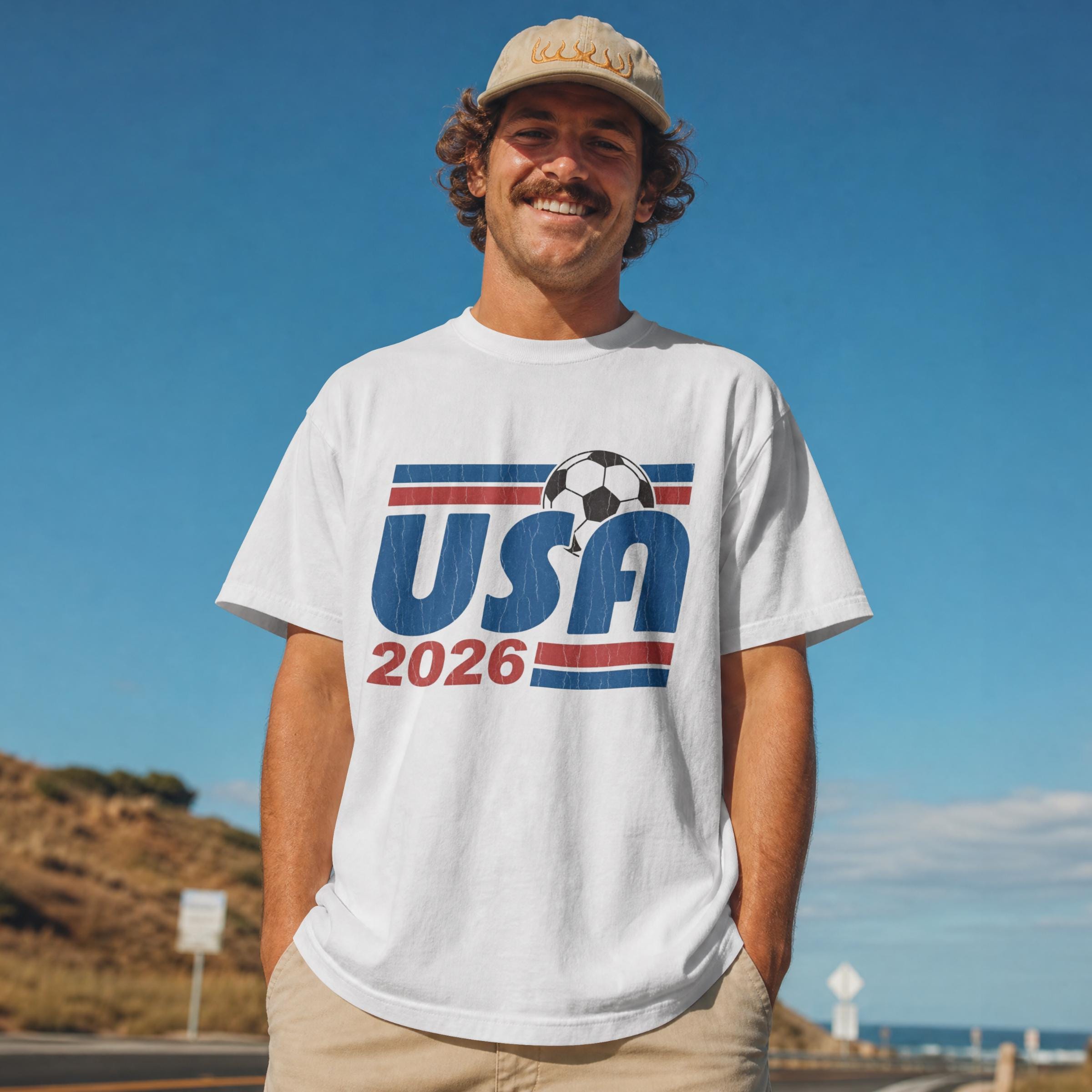 Vintage USA Soccer Shirt, Retro Football Tee, 70s Style American Top, Gildan Sports Fan Support Unisex T-Sirt