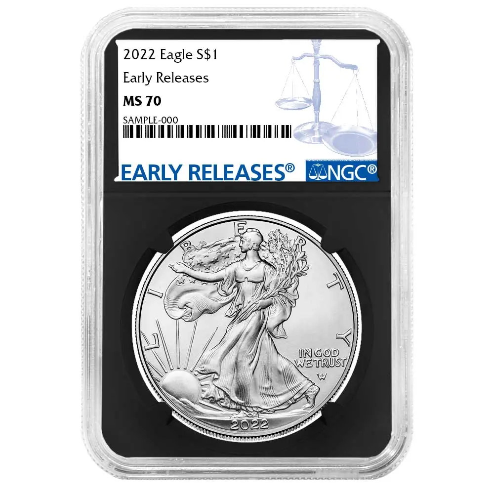 2022 $1 American Silver Eagle NGC MS70 ER Blue Label Retro Core