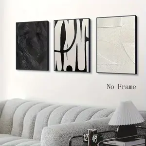 3pcs Abstract Black and White Poster Frameless Canvas Painting Modern Art Living Room Bedroom Background Wall Home Decoration Hanging Painting Core