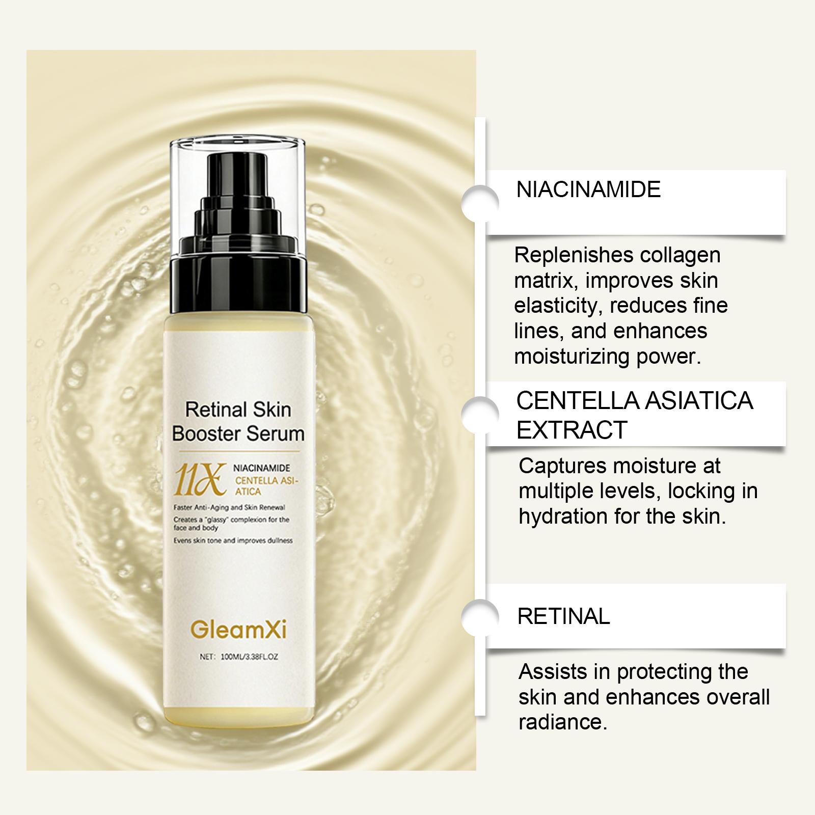 Retinal Skin Booster Serum Gentle Daily Retinol for Beginners Lightweight Anti-Aging Face and Body Serum with CICA Firming Smooth Texture Glass Skin Instant Lift