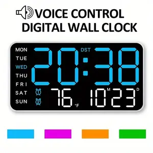 Large Screen Wall Clock, Ultra Large Digital Clock with LED Display, Date Temperature Timer, Home Decor Multifunctional Alarm Clock for Seniors