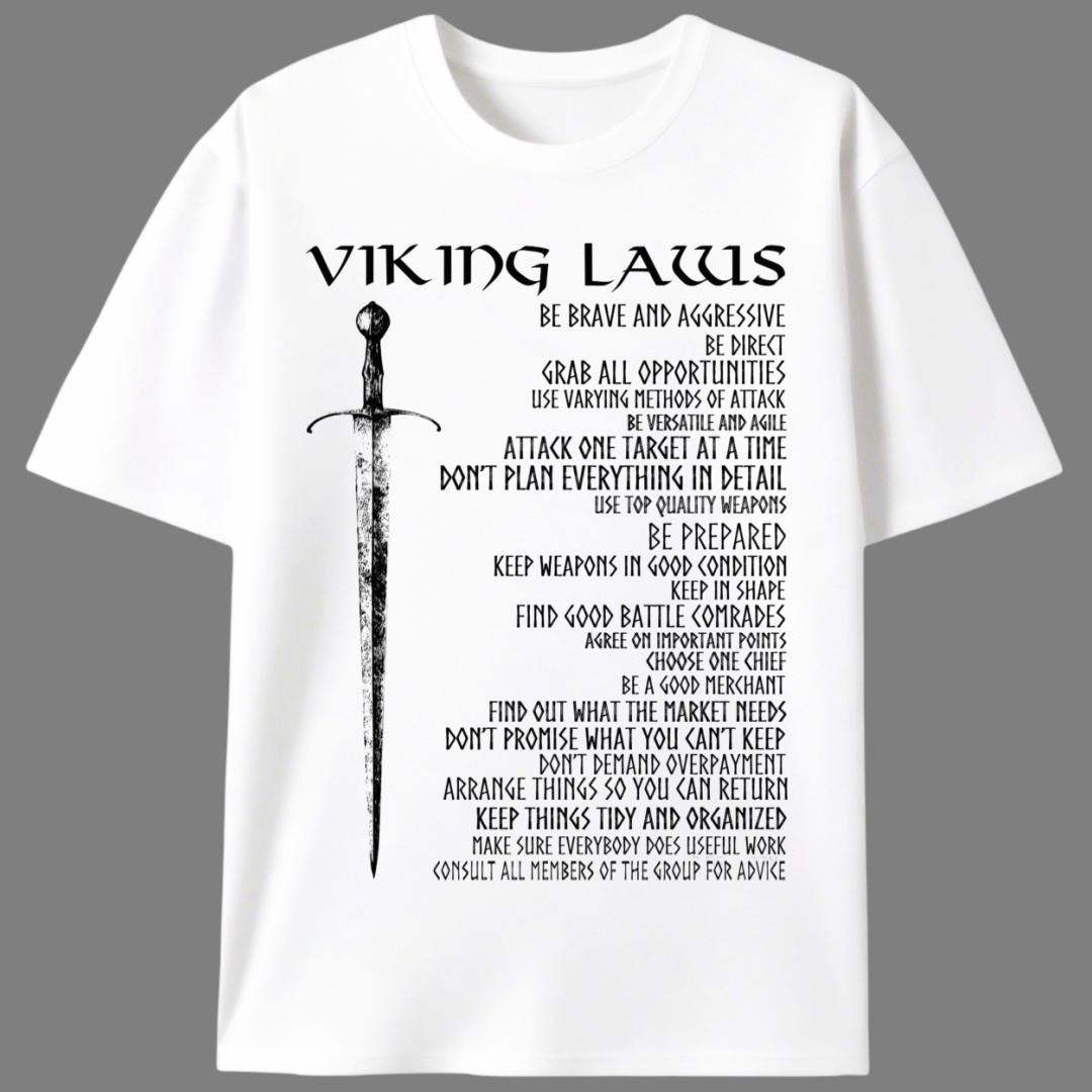 Viking Laws Sword Retro Military T-Shirt |   Norse Culture Graphic Tee