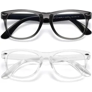 KF5-SGL010 Kids Blue Light Blocking Glasses girls boys 2 pack, computer video gaming glasses for kids girls boys Age 3-10,Anti blue light & Headache ,transparent black + transparent