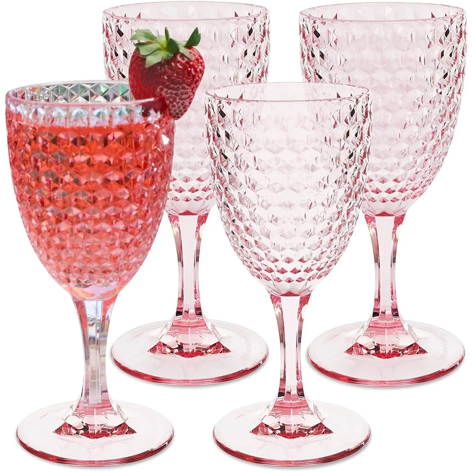 - Shatterproof Tritan Plastic  Glass, 12oz, set of 4, Laguna Beach Drinking Glasses - Unbreakable Glassware for Indoor and Outdoor Use -  Drinkware (Pink)