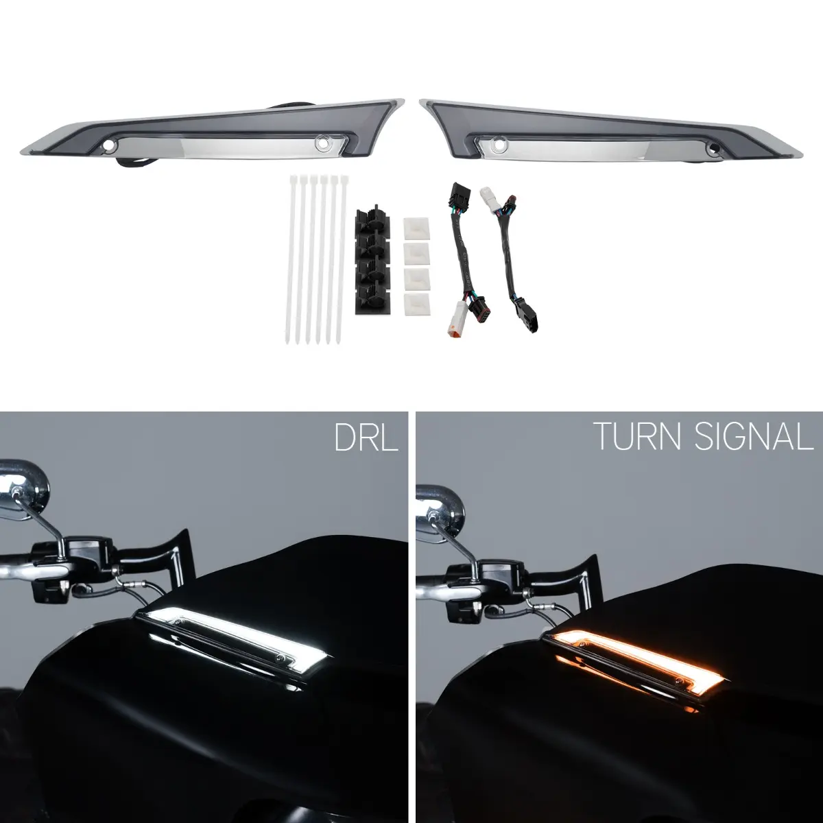 HOGWORKZ® Lumipro™ LED Windshield Trim Lights for Harley® Road Glide '15-'25 | Chrome