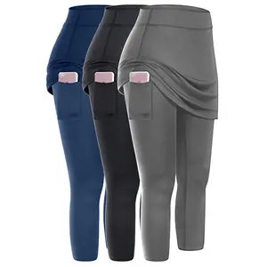 Popular Three-Piece Set for Spring, Summer, And Autumn, Suitable for Outdoor Wear, Featuring a Faux Two-Piece Design for Women'S Casual Pockets, Sports, Fitness, Running, Yoga, And Tennis Shorts.