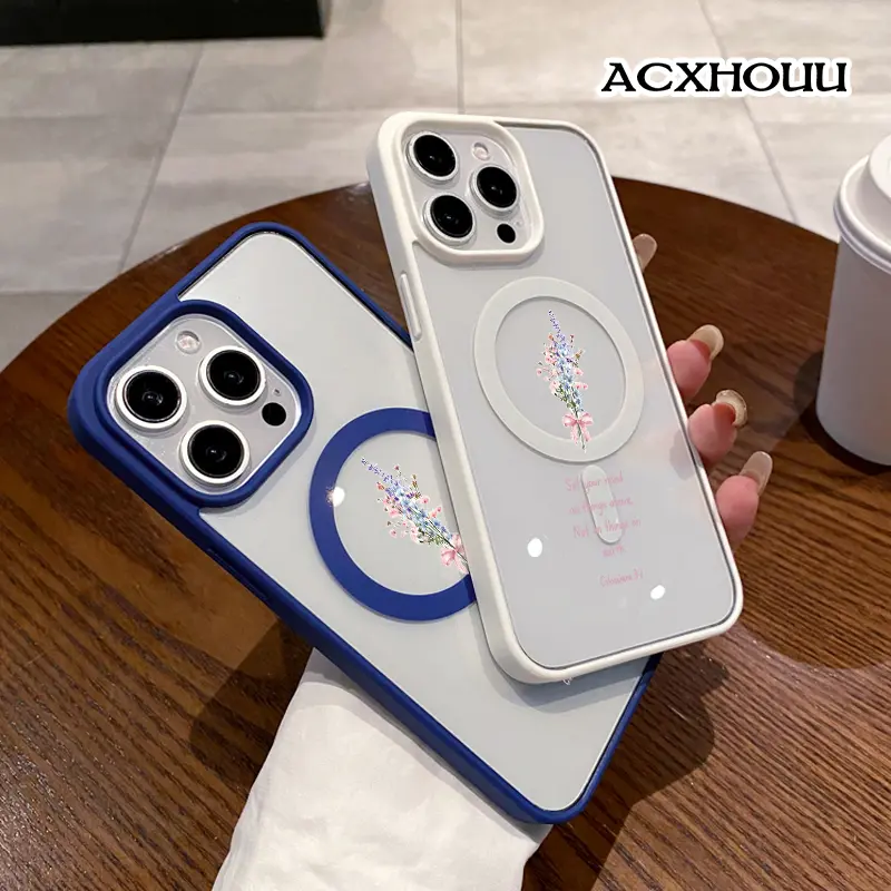Heavenly Mindset Pattern Magnetic Phone Case for iPhone 17 16 15 14 Pro Max 13 12 11 XR XS Plus Anti-Yellowing Shockproof Lightweight Transparent Acrylic Soft Cover Supports Wireless Charging