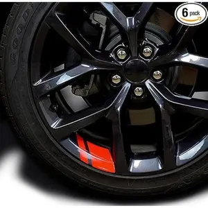 6Pcs Reflective Car Wheel Rim Decal Stripes Hash Mark Stickers Racing Graphics Decoration Accessories Universal Fits 18''- 21'' Wheels for Car Truck SUV
