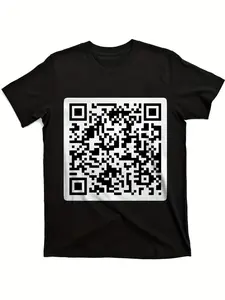 Funny 'Rick Roll QR Code Prank' Graphic T-Shirt for Men & Women - Retro Streetwear Style, 100% Cotton Comfort, Black with White Print, Regular Fit Round Neck Casual Tee