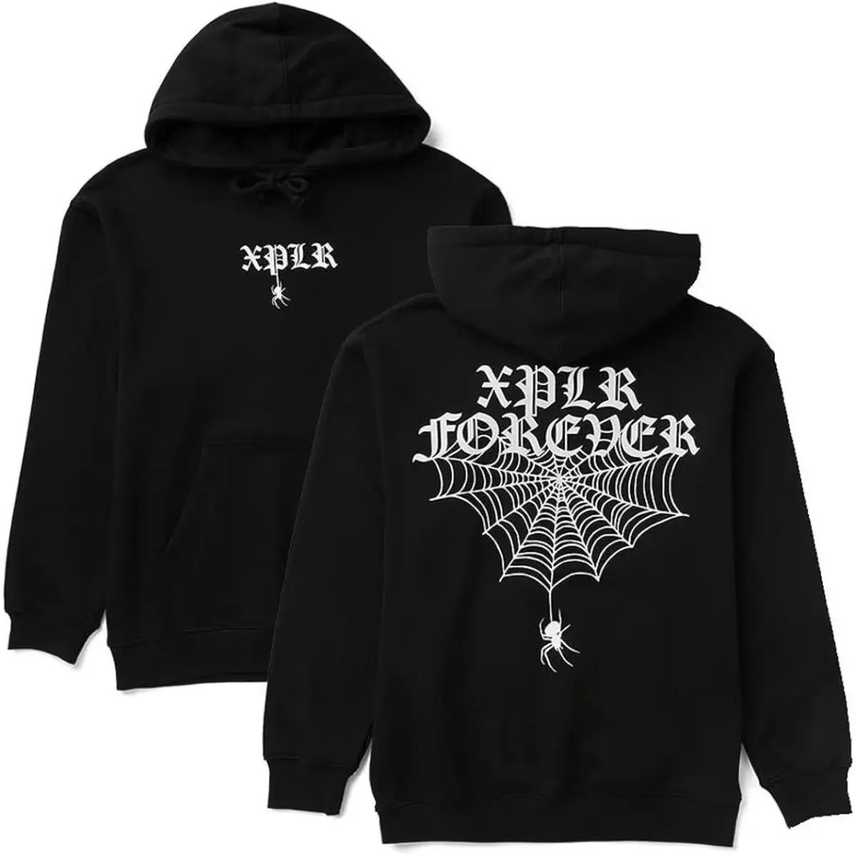 Men's Unisex Spider Web Graphic Hoodie - Soft Cotton-Blend Fleece Fabric Tops, Oversized Streetwear Pullover with Ribbed Cuffs (Jeans Pairing Compatible)