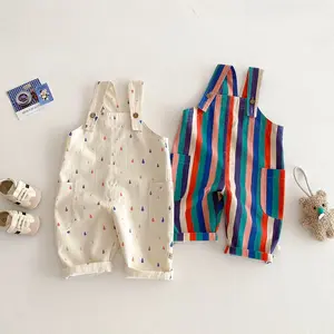 Unisex Spring New Kids Clothes Fashion Overalls Polk Dot Jumpsuits Striped Overalls Children Play Suit