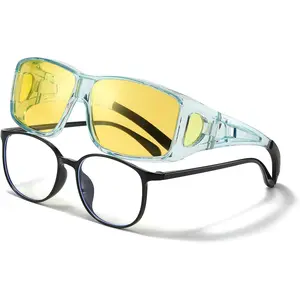 Fit Over Night Vision Driving Glasses for Men Women Night Time Glasses Yellow Lens Anti Glare & HD Polarized