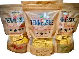 Sherman's Tennessee Hot Crackers - 3 Pack Bundle with Sour Cream & Onion, Pizza, and Italian Herb Crackers - Perfect Savory Snacking