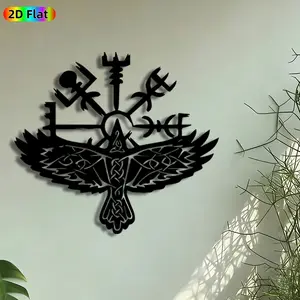 1pc Norse Valknut Raven Metal Wall Art, Viking Symbol Statue Mural, Intricate Craftsmanship, Artistic Metalwork, Perfect for Fathers Day, Housewarming Decor, Perfect for Man Cave Office Studio Decor, Ideal Gift for Norse Mythology Enthusiasts.