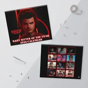 Steve Harrington 2026 Wall Calendar, Stranger Things Baby Sitter of the Year Calendar, Monthly Planner 2026, Retro Sci-Fi Merch Gift for Fans, Unique Holiday & Christmas Gift