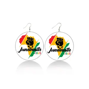 Juneteenth Africa Map Wooden Earrings