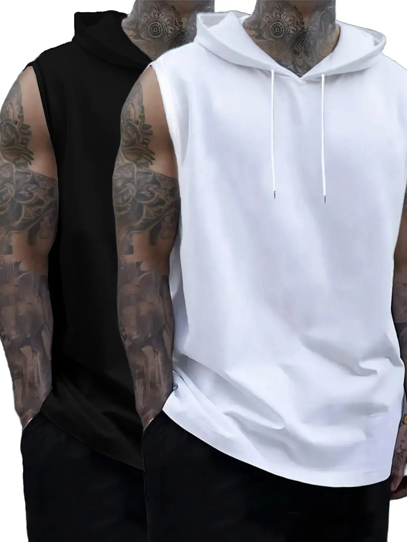 Men's Solid Color Hooded Tank Top, Casual Sleeveless Top for Summer, Men's Clothes for Daily Wear, Vest