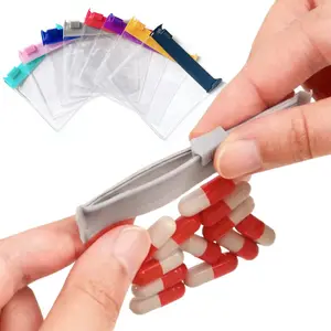 Reusable Zipper Pill Pouch Set, 8 Color Self-Sealing Half-Transparent Travel Pill Bag, Lockable, Suitable for Pills and Small Items